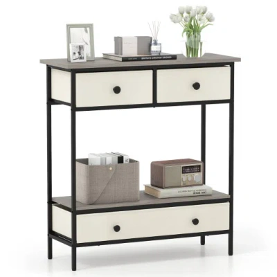 Costway Farmhouse Console Table With Open Storage Shelf For Hallway-gray In Multi