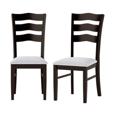 Costway Farmhouse Dining Chairs Set Of 2 Modern Kitchen Chairs With Elegant Hollowed Backrest-gray In Brown
