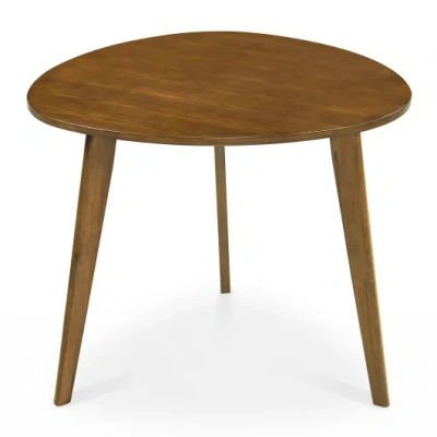 Costway Farmhouse Wooden Round Dining Table For 4-walnut In Brown