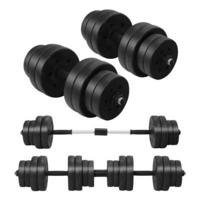Costway Fitness Room Set: Dumbbell Weight Set+3-in-1 3hp Folding Treadmill In Black