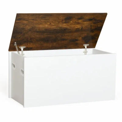 Costway Flip-top Storage Chest With Self-hold Cover And Pneumatic Rod-white