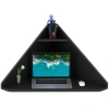 Costway Floating Triangular Corner Computer Desk With Storage Shelf-black In Black