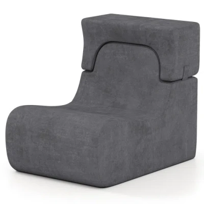 Costway Floor Chair Lazy Sofa With Detachable Headrest-gray
