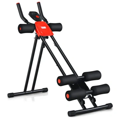 Costway Foldable Adjustable Core Abdominal Trainer With 3 Adjustable Resistance And Lcd Display In Black