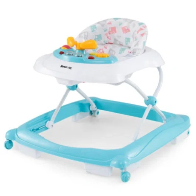 Costway Foldable Baby Walker With 3 Adjustable Heights And Padded Seat-green In Blue