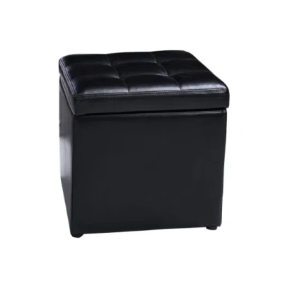 Costway Foldable Cube Ottoman Pouffe Storage Seat-black