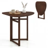 Costway Foldable Dining Table 31.5" Triangular Small Kitchen Table For 2-walnut In Multi