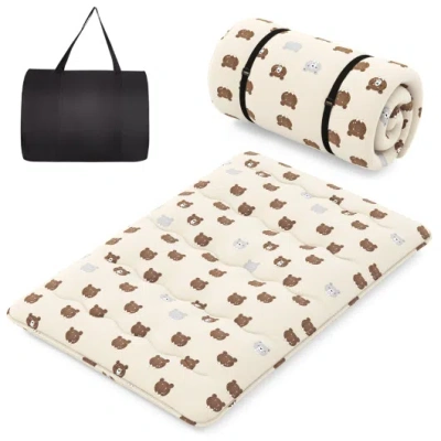 Costway Foldable Futon Mattress With Washable Cover And Carry Bag For Camping-full Size In Multi