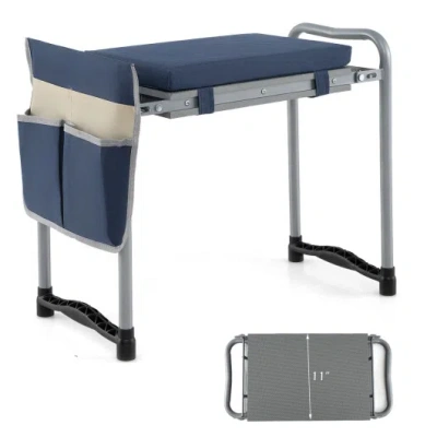 Costway Foldable Garden Kneeler And Seat For Seniors Gardeners-navy In Blue