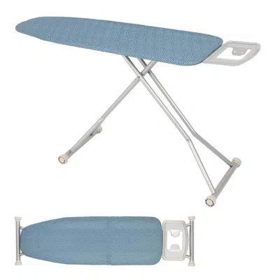 Costway Foldable Ironing Board With 7 Adjustable Heights Heat & Scorch Resistant Fabric In Blue;gray