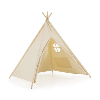Costway Foldable Kids Canvas Teepee Play Tent In Multi