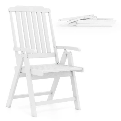 Costway Foldable Patio Chair All-weather Hdpe Outdoor Dining Chair With Armrest-white