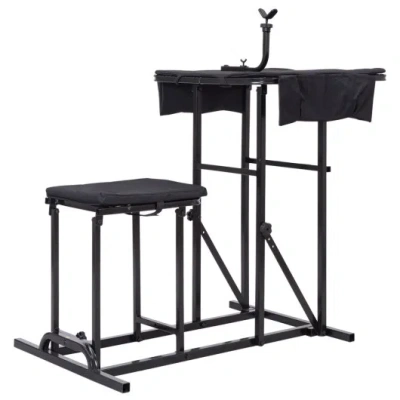 Costway Foldable Shooting Bench With Adjustable Height Table In Black