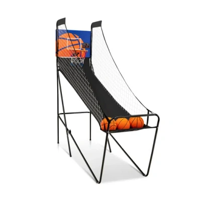 Costway Foldable Single Shot Basketball Arcade Game With Electronic Scorer And Basketballs In Black