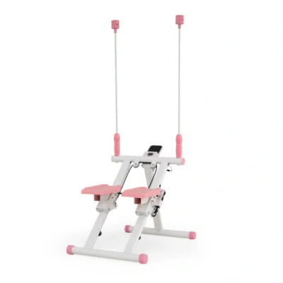 Costway Foldable Stair Stepper With Detachable Handlebar-white In Multi