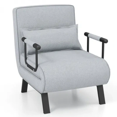Costway Folding 6 Position Convertible Sleeper Bed Armchair Lounge Couch With Pillow-light Gray