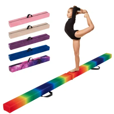 Costway Folding Balance Beam With Solid Wood Base And Anti-slip Bottom-multicolor
