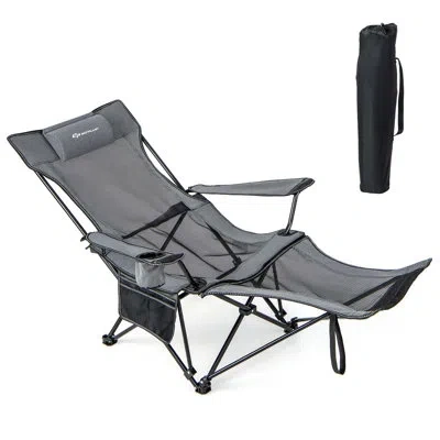 Costway Folding Camping Chair In Gray
