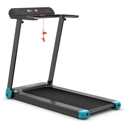 Costway Folding Electric Compact Walking Treadmill With App Control Speaker-blue