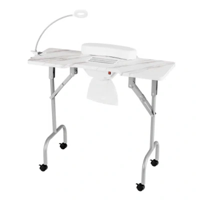 Costway Folding Manicure Nail Table With Electric Dust Collector-white