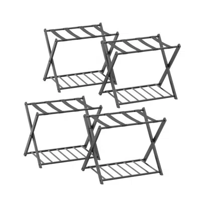 Costway Folding Metal Luggage Rack In Black