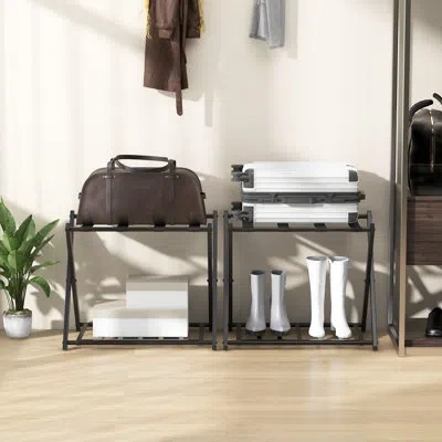 Costway Folding Metal Luggage Rack In Black