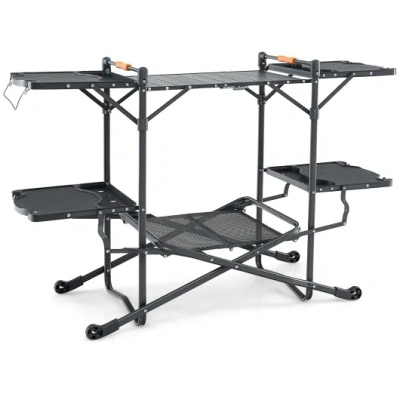 Costway Folding Portable Outdoor Cook Station With Heat-resistant Aluminum Tabletop In Multi