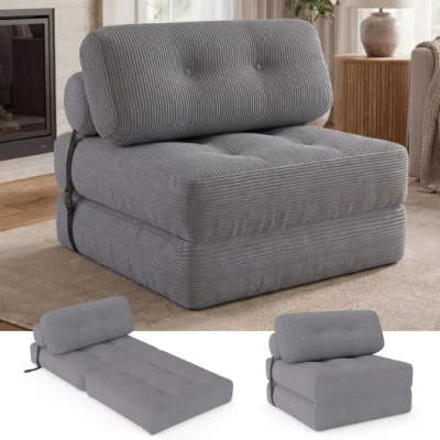 Costway Folding Sofa Bed With Pillow And Back Support For Living Room-gray