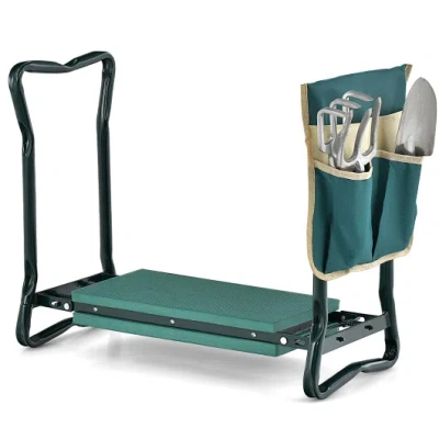 Costway Folding Sturdy Garden Kneeler Pad And Cushion Seat In Green