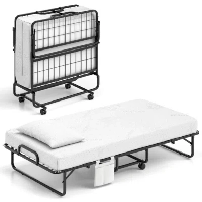 Costway 【free $29 Pillow With Bed Purchase】twin Size Folding Bed With 5 Inch Mattress In Gray