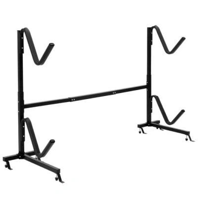 Costway Freestanding Height Adjustable Dual Kayak Storage Rack In Multi