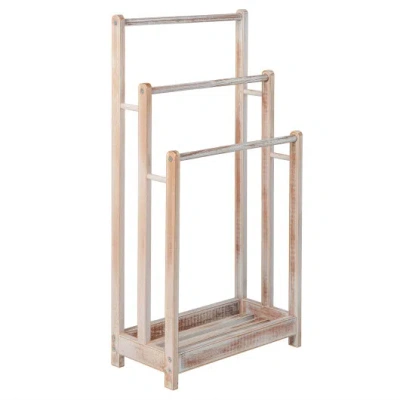 Costway Freestanding Towel Rack 3-bar Hand Towel Drying Stand With Bottom Storage Shelf-white In Multi