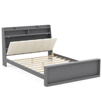 Costway Full Size Bed Frame With Storage Modern Platform Bed With Headboard-full Size In Black
