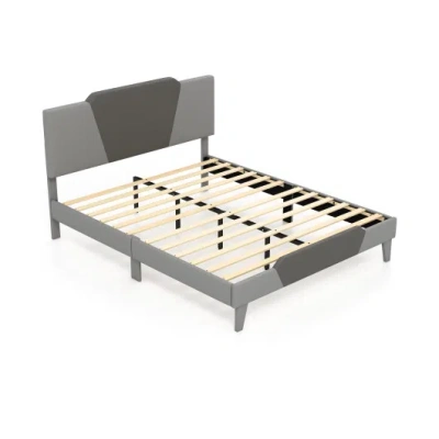 Costway Full/queen/twin Velvet Upholstered Bed Frame With High Headboard-queen Size In Multi
