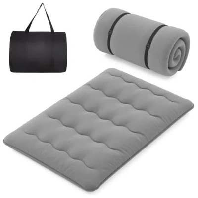 Costway Futon Mattress With Washable Cover And Carry Bag-full Size In Gray