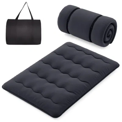 Costway Futon Mattress With Washable Cover And Foldable Mat-full Size In Blue