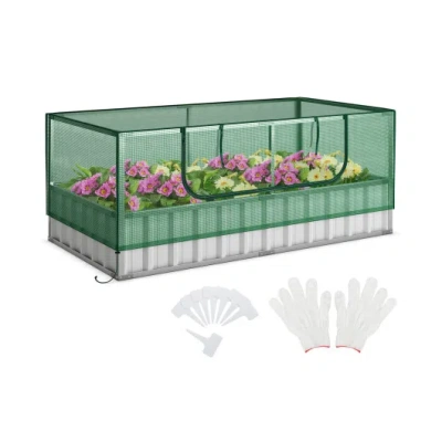 Costway Galvanized Raised Garden Bed With Greenhouse Cover