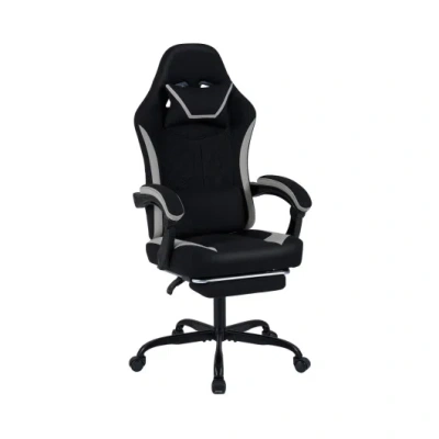 Costway Gaming Chair Height Adjustable Computer Chair With Headrest Footrest & 360° Swivel Seat-black