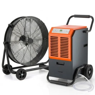 Costway Garage & Warehouse Climate Control Bundle: Dehumidifier + Industrial Drum Fan In Gray