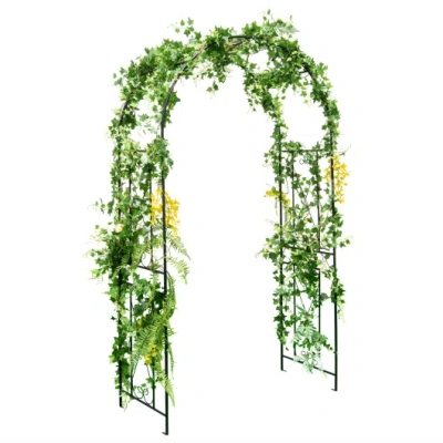Costway Garden Arch Arbor Trellis Patio Plant Stand Rack Archway-black In Green