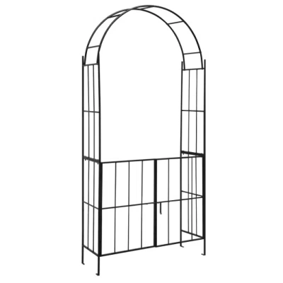 Costway Garden Arch Arbor Trellis With Gate Patio Plant Stand Archway-black
