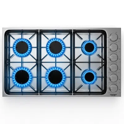 Costway Gas Cooktop With 4/6 Powerful Burners And Abs Knobs In Burgundy