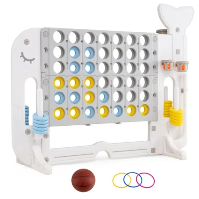 Costway Giant 4-to-score Game Set Jumbo Connect Four Game With Ring-toss-gray