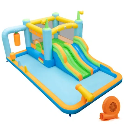 Costway Giant Inflatable Water Slide For Kids Aged 3-10 Years (with 680w Blower) In Multi