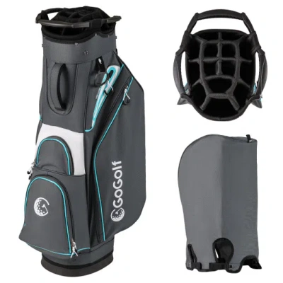 Costway Golf Cart Bag Lightweight Portable Golf Club Organizer Bag-gray