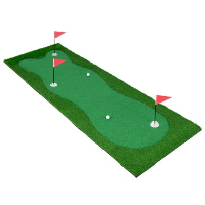 Costway Golf Putting Green With Realistic Artificial Grass Turf-s In Gray