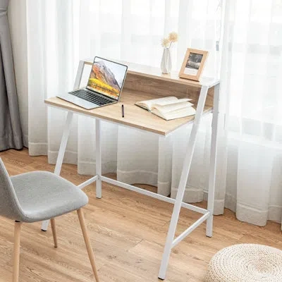 Costway Goplus 2 Tier Computer Desk Pc Laptop Table Study Writing Home Office Natural