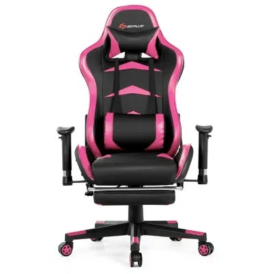 Costway Goplus Massage Pc & Racing Game Chair In Black,pink