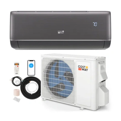 Costway Grey Volt Series 12000 Btu 22 Seer2 115v Wi Fi Enabled Mini Split Ac Compatible With Alexa Gray