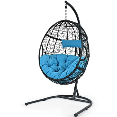 Costway Hanging Cushioned Hammock Chair With Stand-blue